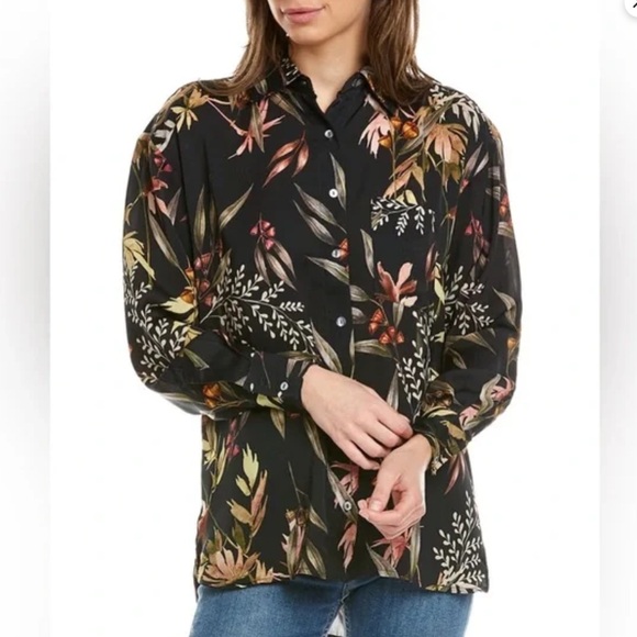 Elan Tropical-Print High-Low Shirt - Picture 4 of 7